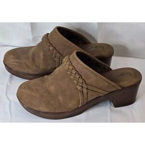 Born Brown Faux Suede Leather Wedge Mules Clogs Womens EU 39 US‎ 8 M Slip On